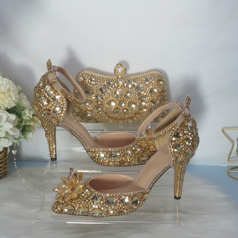 Women Bags And Shoes - 2021 yeni altın kristal gelin düğün