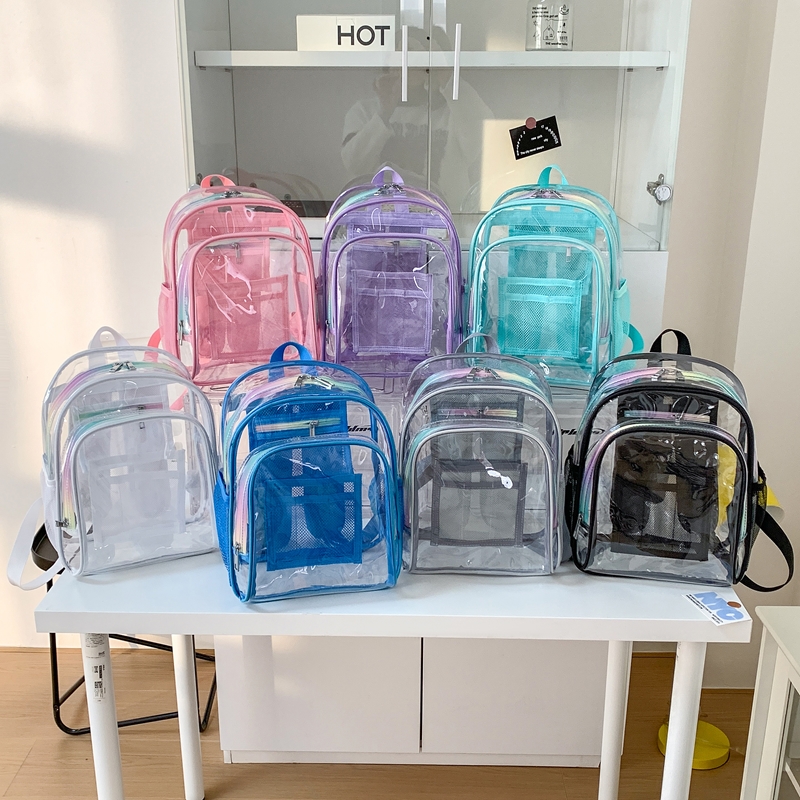 Women Bags Sale - PVC Şeffaf Fermuarlı Büyük Kapasiteli Sırt