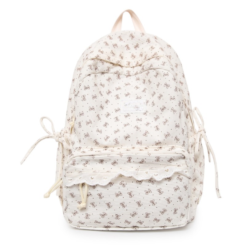 Women'S Young Bags - Kış Kadife Sırt Çantası Yay-baskı Dantel