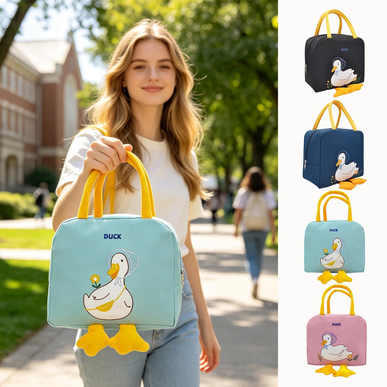 Women'S Work Bags Designer - Öğle Yemeği Çantası Ördek Tasarımlı Sevimli