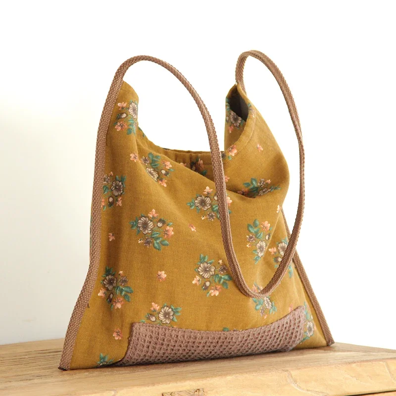 Hobo Bag Slouchy - Kadın moda pamuklu yumuşak bez Boho