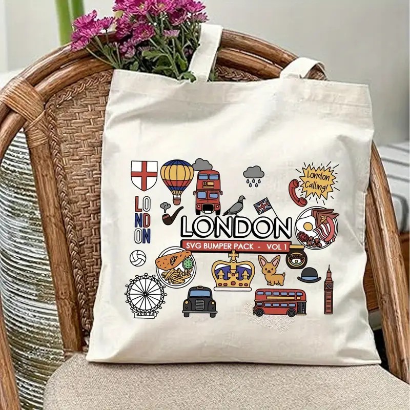 Women Bags In Uk - Londra İngiltere Grafik Kanvas Tote Çanta