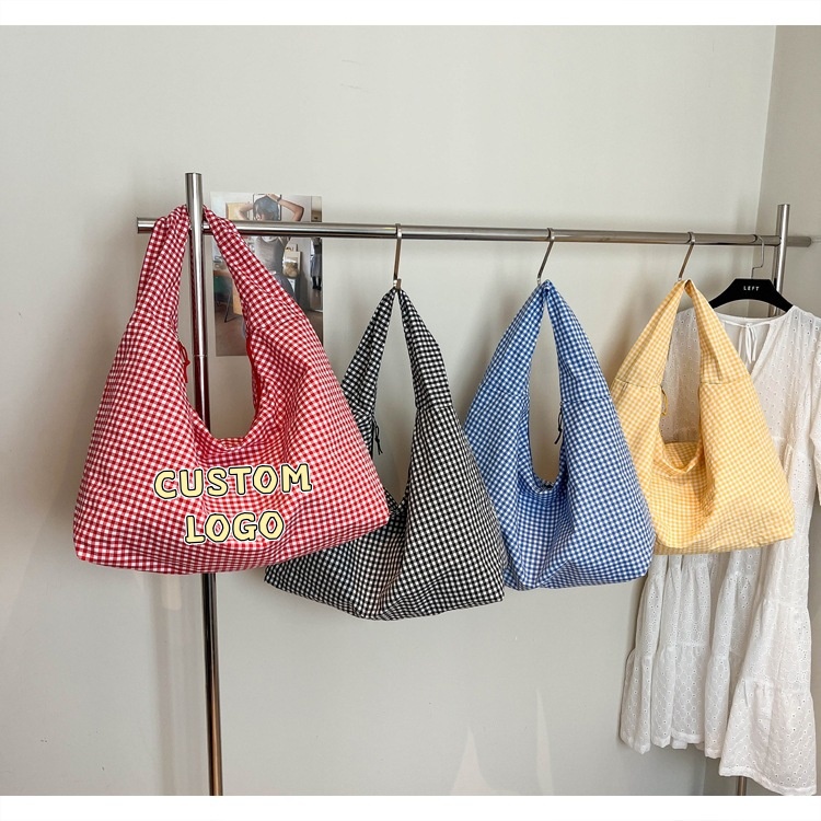 Özel Logo Pastel Gingham Desen - Hobo Bag Slouchy incelemesi ve fiyatı
