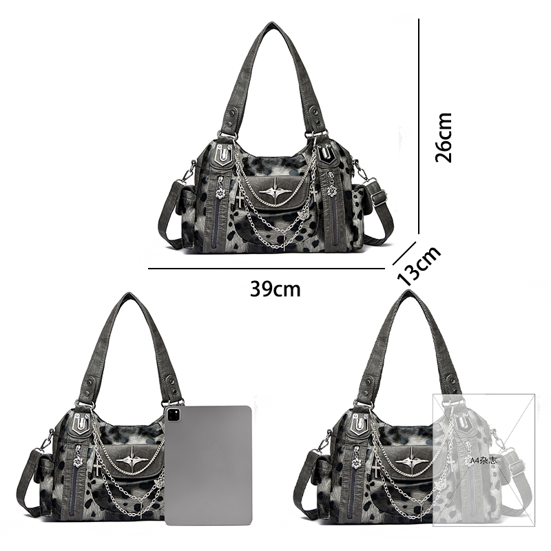 Gri Leopar Baskı Hangbag Çapra - Women Bags Grey incelemesi ve fiyatı