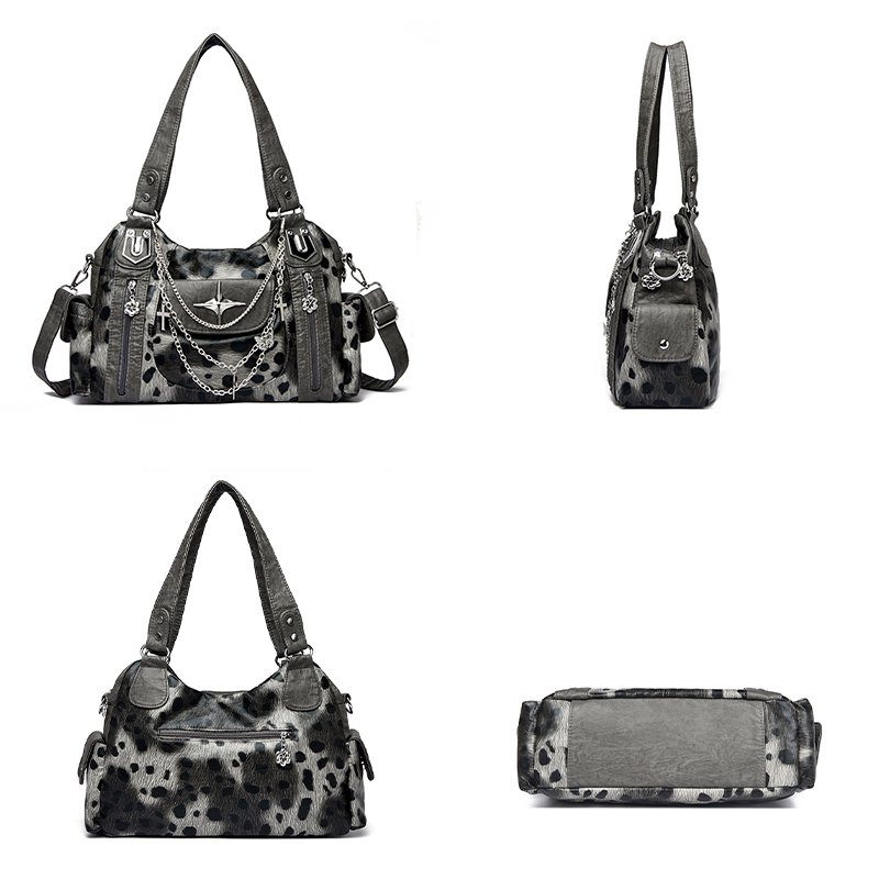 Gri Leopar Baskı Hangbag Çapra - Women Bags Grey incelemesi ve fiyatı